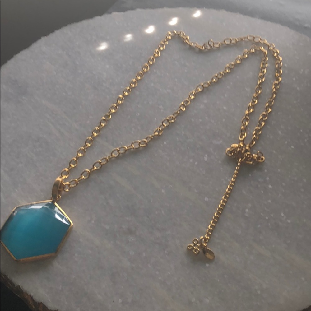 Blue stone long stand necklace